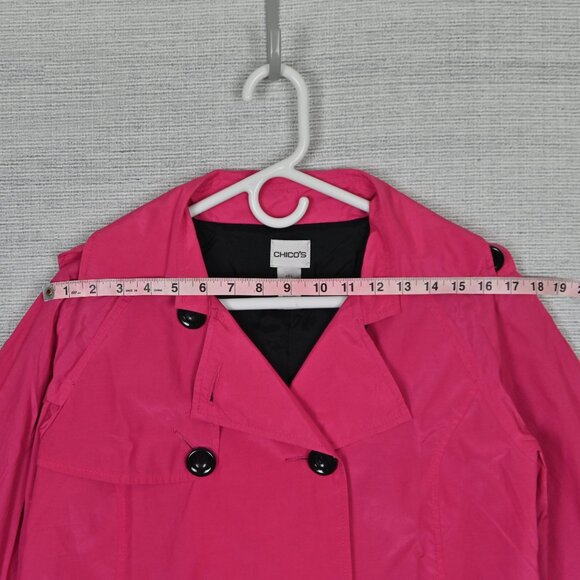 Chico's 70s Retro Preppy Lightweight Windproof Magenta Short Trench Coat Size 1 - Picture 12 of 16